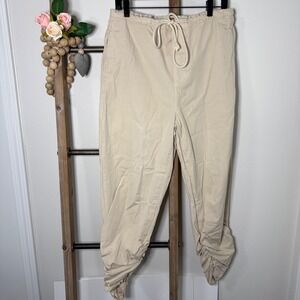 Free People Beige Ruched Hem Cargo Jogger Pants Size X Small
